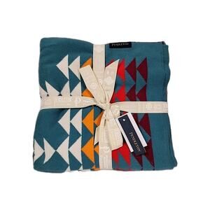 Pendleton Knit Baby Blanket 30 x 40 with Beanie Set Harding Teal Pattern NWT